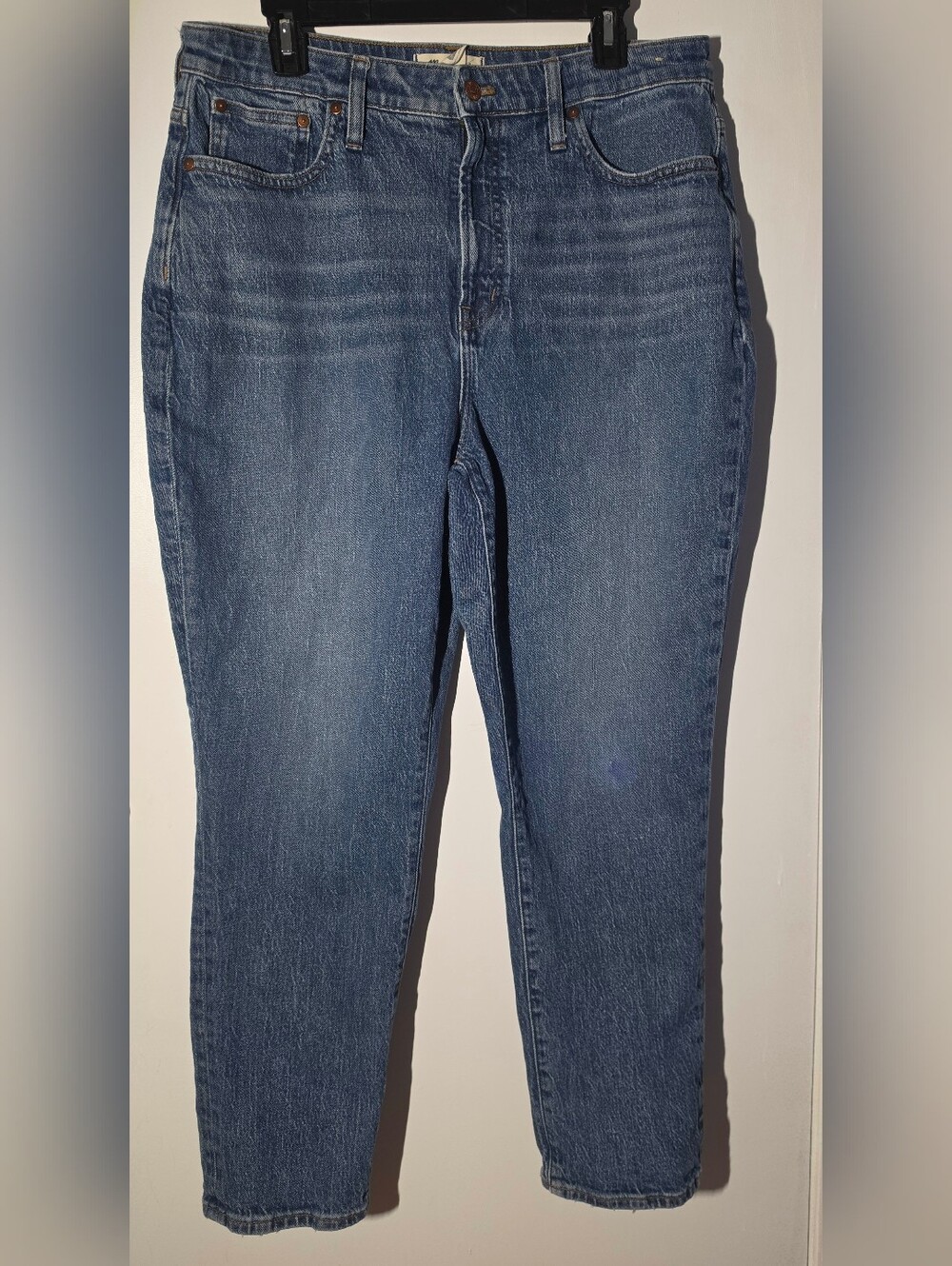 Madewell Classic Mid-Blue High-Rise Straight Mom Jeans